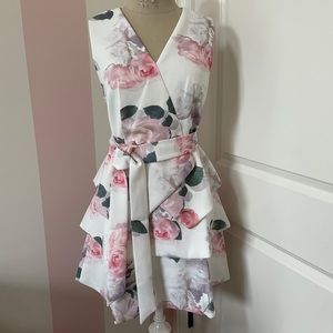 Dewana Floral Print Faux Wrap Dress